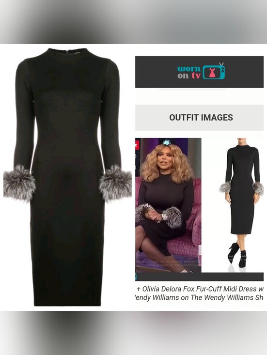 Alice + Olivia Dresses & Skirts - ALICE + OLIVIA Delora Fox Fur-cuff Sleeve Black Midi Dress. Size 4 $550